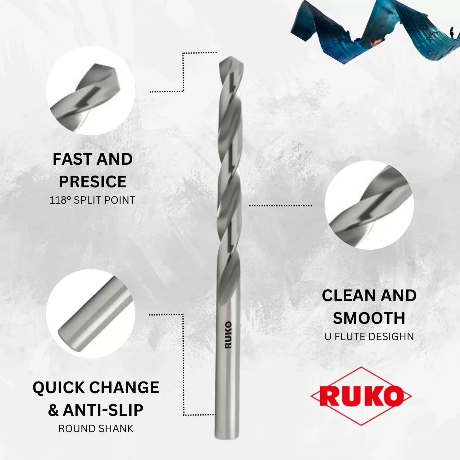 Twist Drill 1/2" DIN 338 HSS Ground (214829 RUKO)